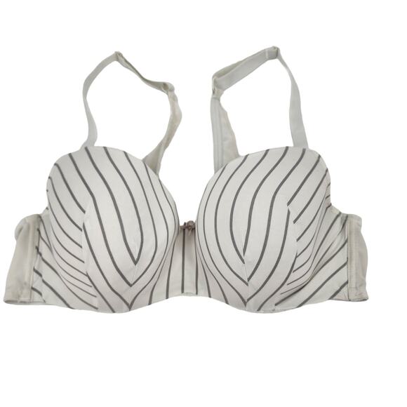 Cacique Striped Lightly Lined Full Coverage Underwire Balconette Bra Size 40D - Picture 1 of 4